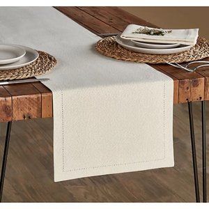 Bee & Willow™ Solid Hemstitch 72-Inch Table Runner in White/Gold